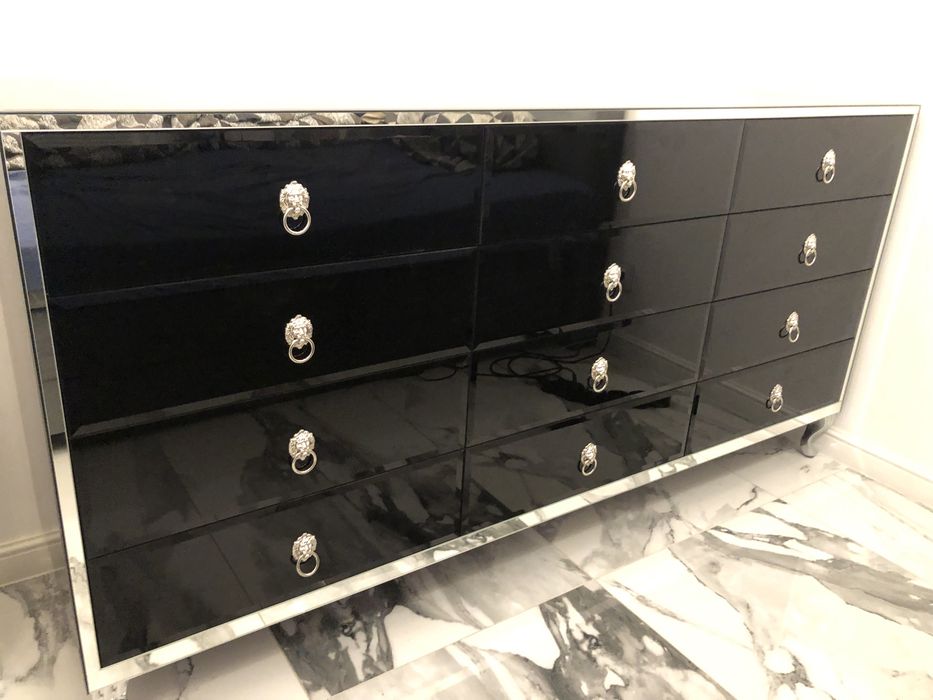 Komoda czarna glamour, noga ludwik, kolatka, nowoczesna, OKAZJA!!!