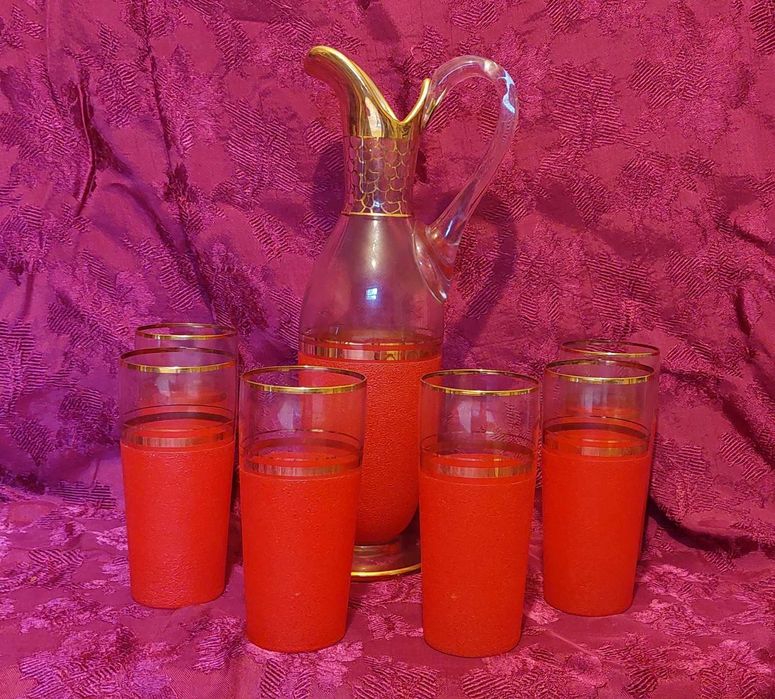 Conjunto de Jarro e 6 copos de sumo (anos 60)