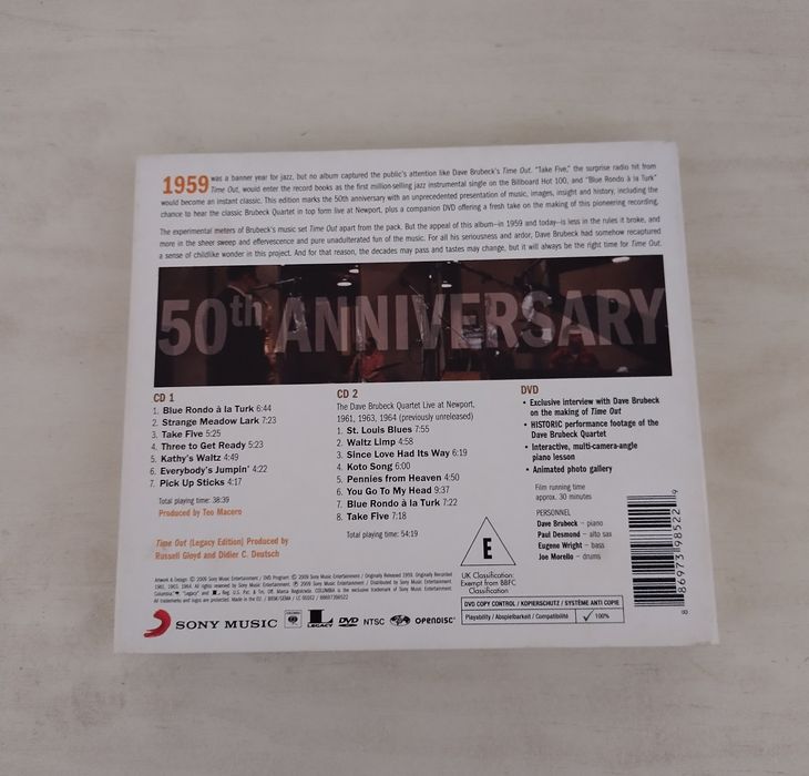 Dave Brubeck Quartet TAKE FIVE 2xCD+1xDVD Ed 50 anniversary