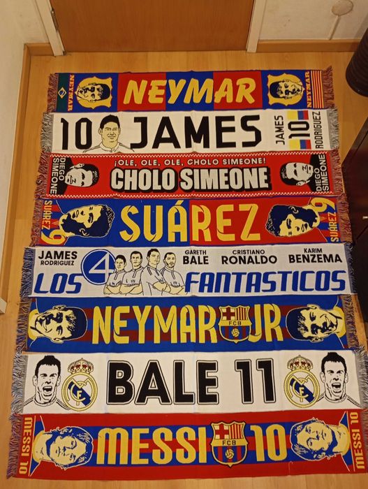 Cachecol de vários jogadores e conquistas Ronaldo, Messi, Mourinho etc