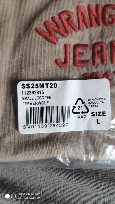 Wrangler jasnobrązowy kawa z mlekiem t-shirt rozm L