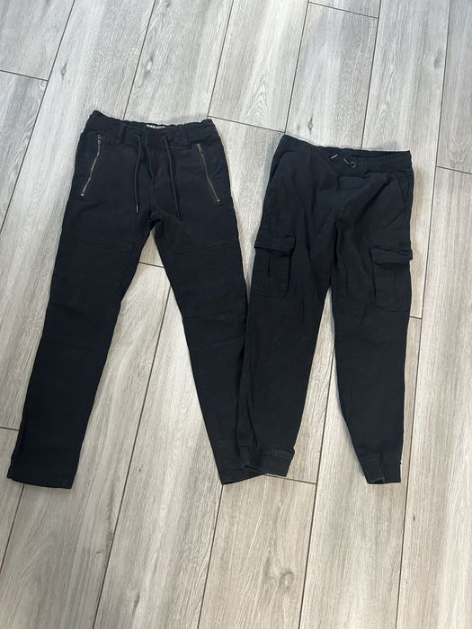 Zestaw spodni jeansowe jogger chłopięce 140 bojówki c&a