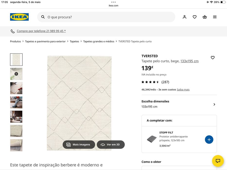 Tapete ikea pelo curto
