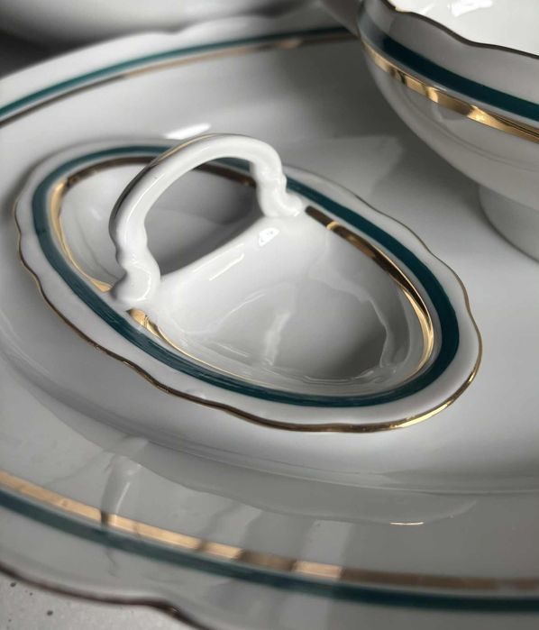 Ćmielów komplet do obiadu PRL Vintage porcelana Waza, sosjerka