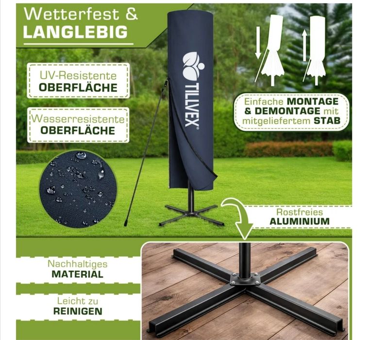 Parasol ogrodowy tillvex parasol Ø 300 cm z korbą