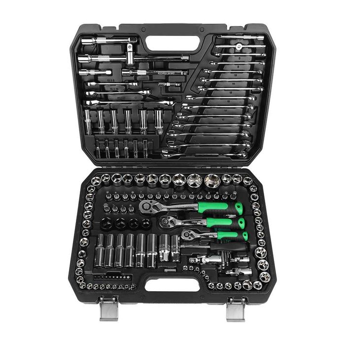 Conjunto de Chaves de Caixa e Roquete (150 Peças) - Aço Cromo-Vanádio