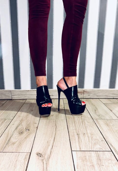 160/ Szpilki OD RĘKI 39 seksowne sandały otwarta pięta 17 cm 36-50 EU