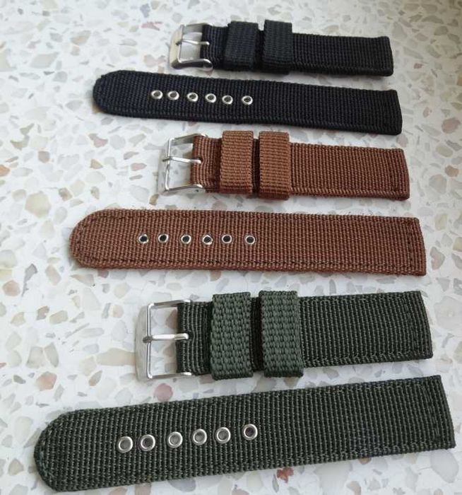 Paski nylonowe do zegarka 18mm 20mm 22mm komplet 2szt parciane