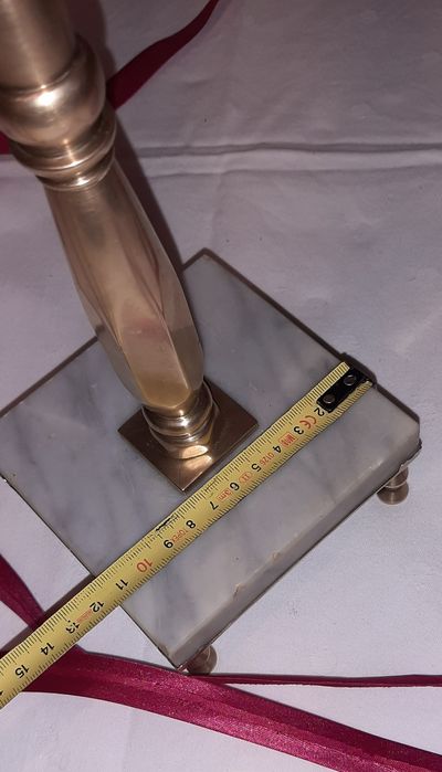 Kandelabr trójramienny / świecznik trójramienny mosiądz z marmurową po