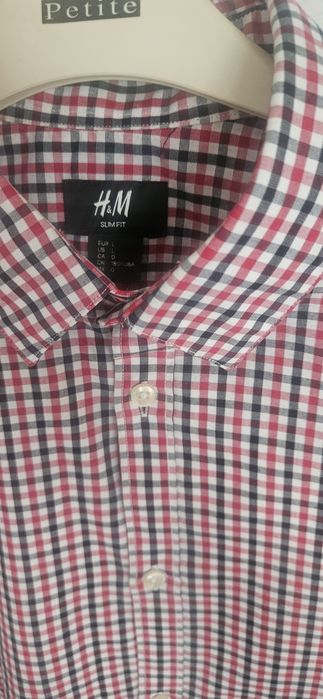Koszula męska H&M Slim Fit rozmiar L  w  drobną kratkę