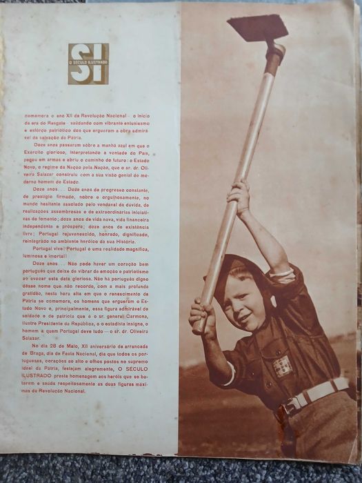 1º retrato oficial a côres de A. O. Salazar, publicado no "Século Ilustrado" 1938 e mais sobre Salazar