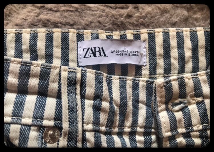 Spodnie bawełniane w paski Zara