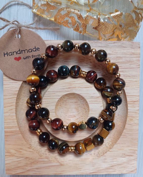 Bransoletka 2w1 z kamienia naturalnego Handmade