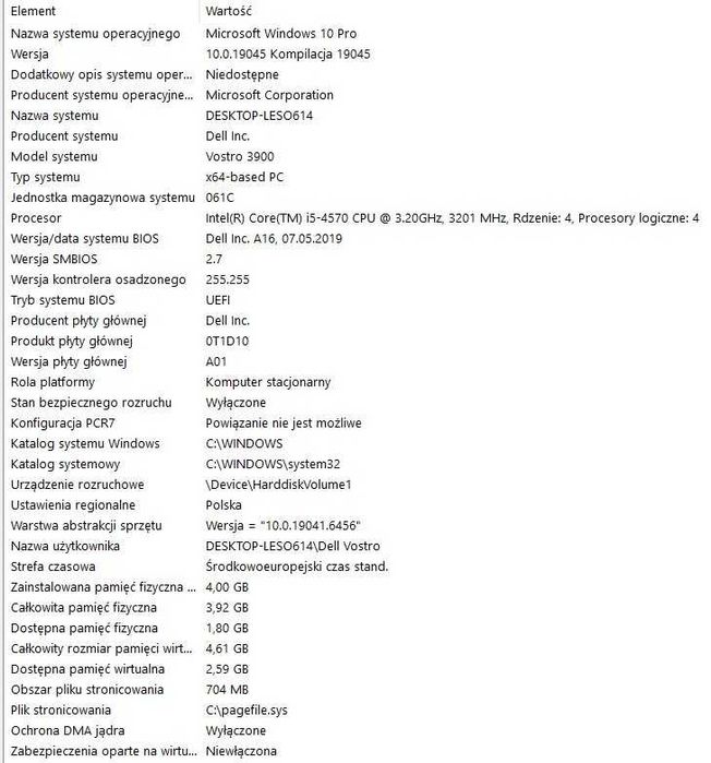 Dell Vostro 3900 Win 10 Pro, i5 4570, SSD 180GB + HDD 500GB