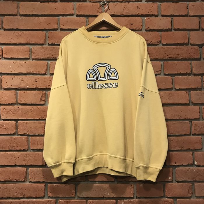 Vinatge bluza ellase boxy haft logo oversize unisex żółta pastelowa