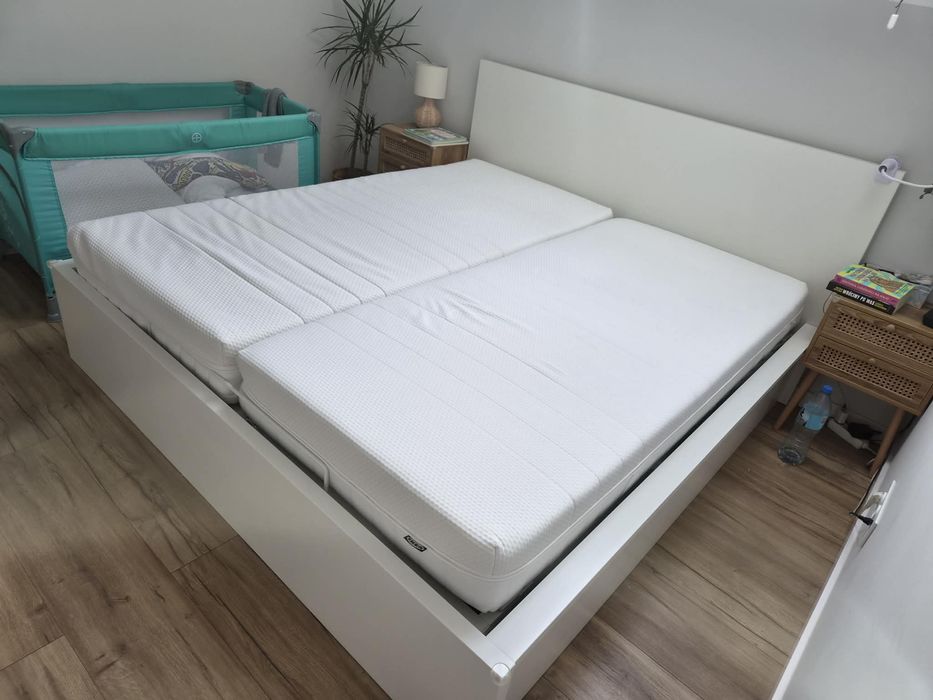 Łóżko Ikea Malm + 2 materace Ikea Akrehamn