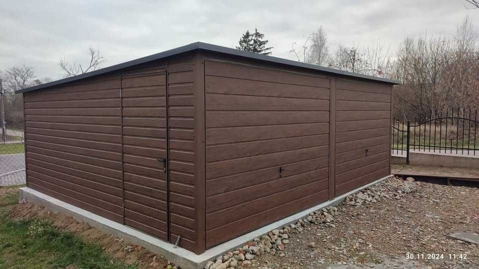 Blaszak Garaż blaszany 6mx5m PREMIUM dostawa w całej Polsce Montaż Gratis Garaże blaszane 6x5 6x6 7x5 7x6 8x5 8x6 Producent