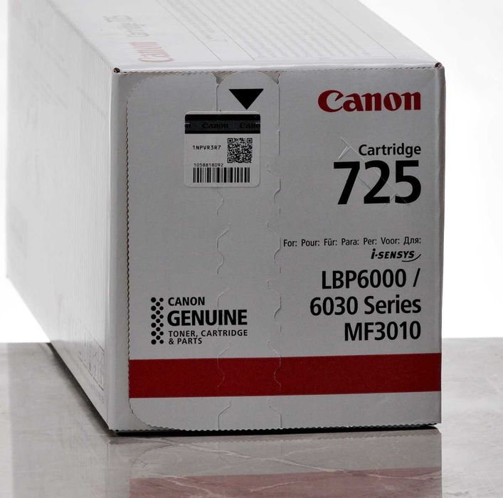 Картридж CANON 725 LBP-6000/MF3010, Bk, 1.6 т.к. Cartridge 725