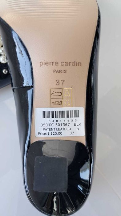 Pierre Cardin czółenka  granatowe  kamienie perły  eleganckie