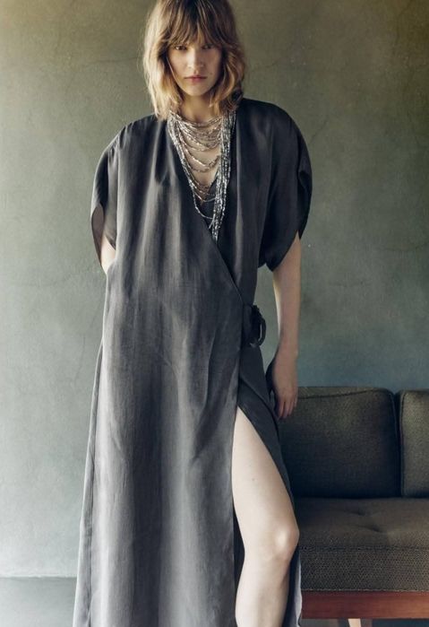 Sukienka wiązana nowa zara lyocell viralowy model S