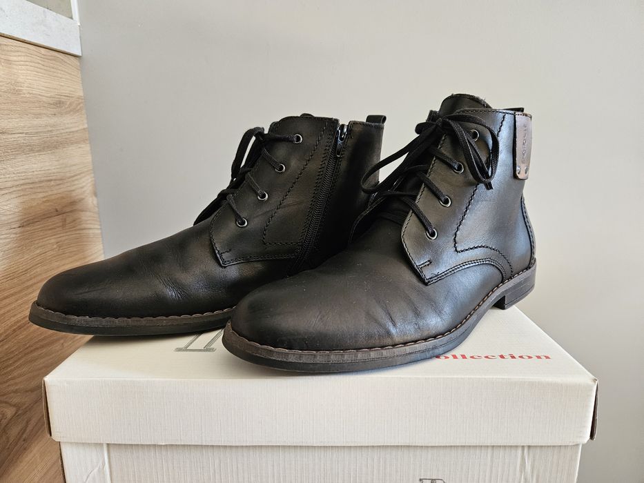 Buty męskie zimowe trzewiki ocieplane skórzane skóra Polbut 44