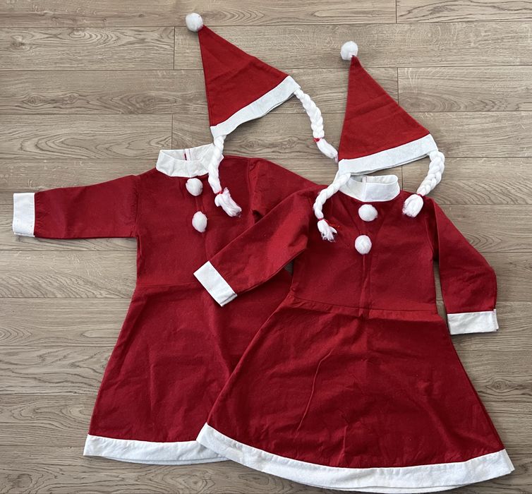 Filcowe stroje Mikolajki dla bliźniaczek, rozm. 134