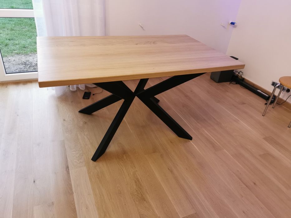 Stół dębowy loftowy 160x90x4 plus dwie dostawki 40cm