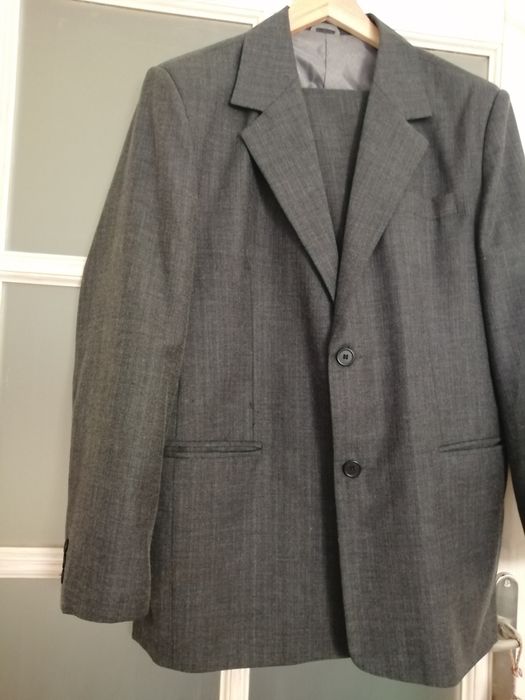 Garnitur, marynarka spodnie, 48/170 M L szary, popiel, antracyt