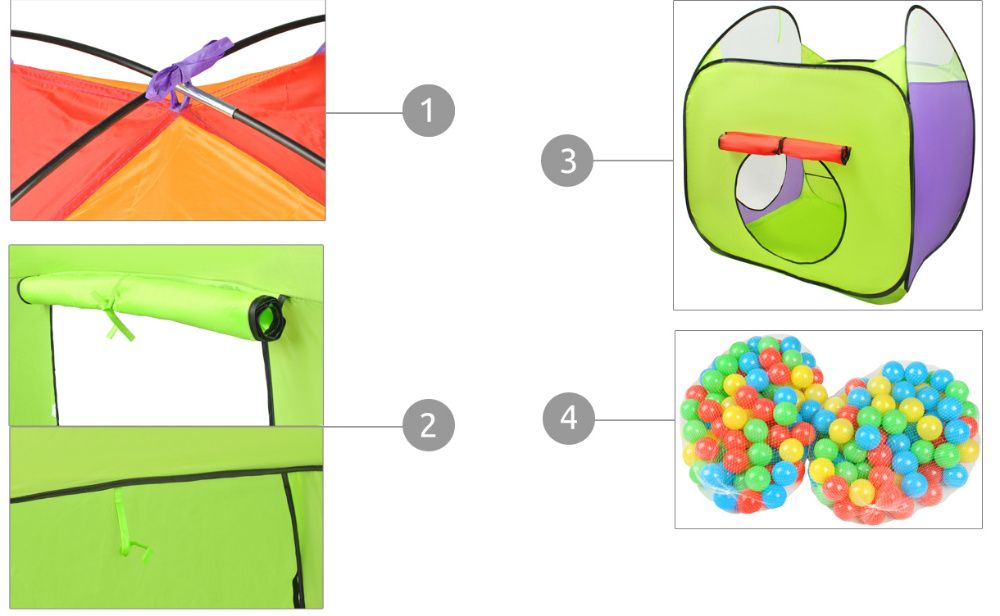 Namiot Domek Suchy Basen Tunel dla Dzieci 200 Piłek