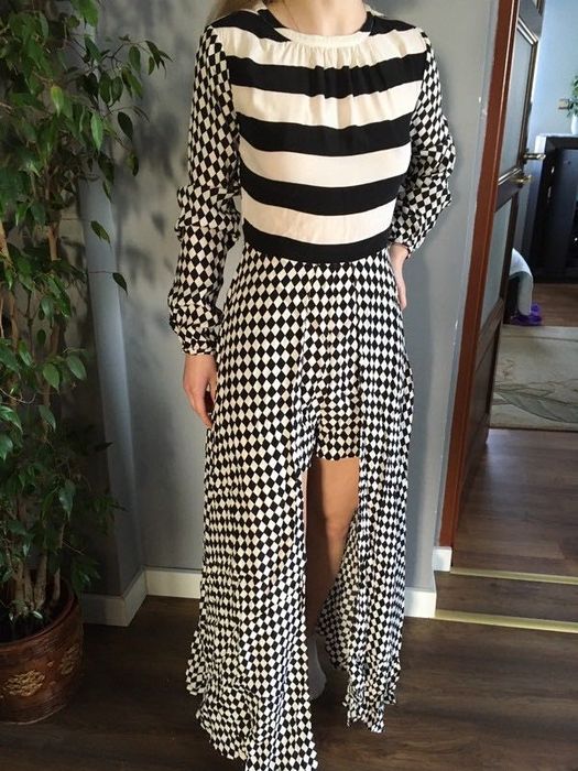 Kombinezon maxi długi asos paski romby xs s 34 36 sass&bide