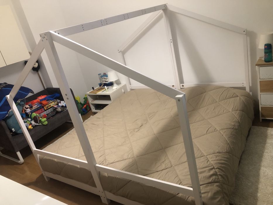 Estrutura de cama infantil 2x(90x190) cm pinho maciço branco