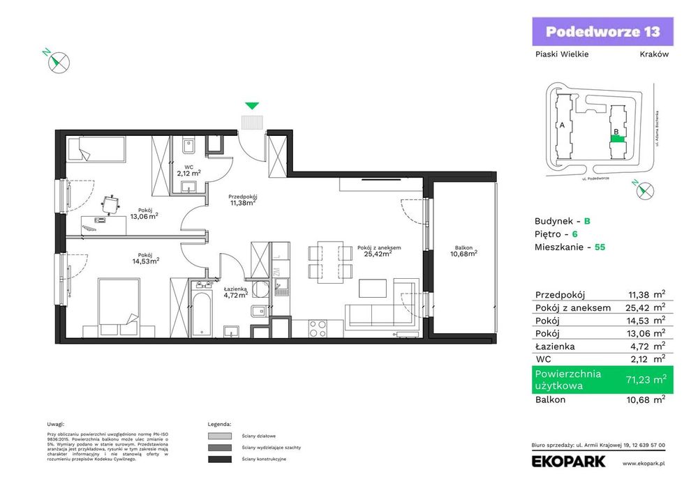 3-pokojowe mieszkanie 71m2 + balkon Bezpośrednio