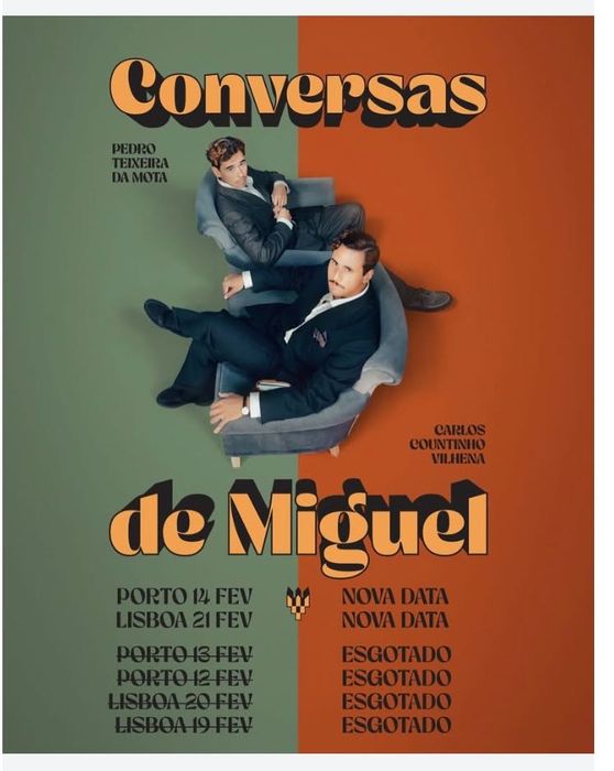Vendo 1 bilhete para “ Conversas de Miguel” -14 fevereiro