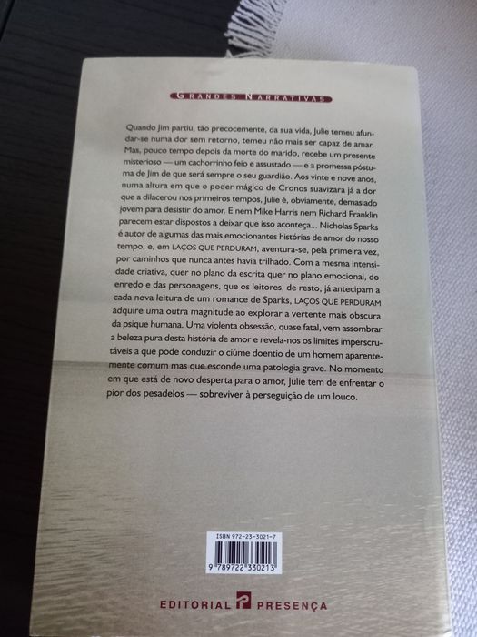 Livro/romance de Nicholas Sparks