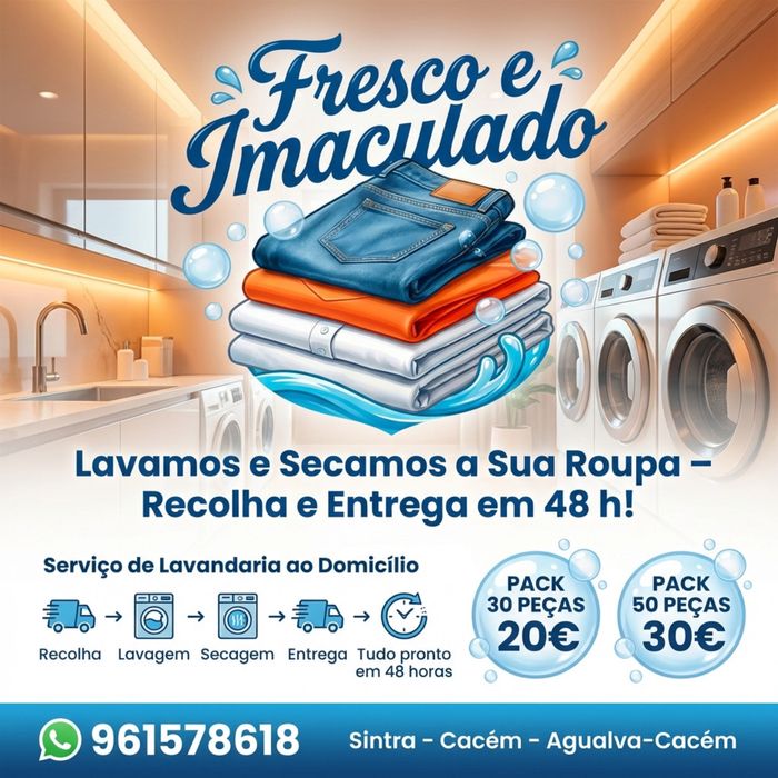 Lavandaria ao Domicílio – Recolha e Entrega em 48h | Packs desde 20€