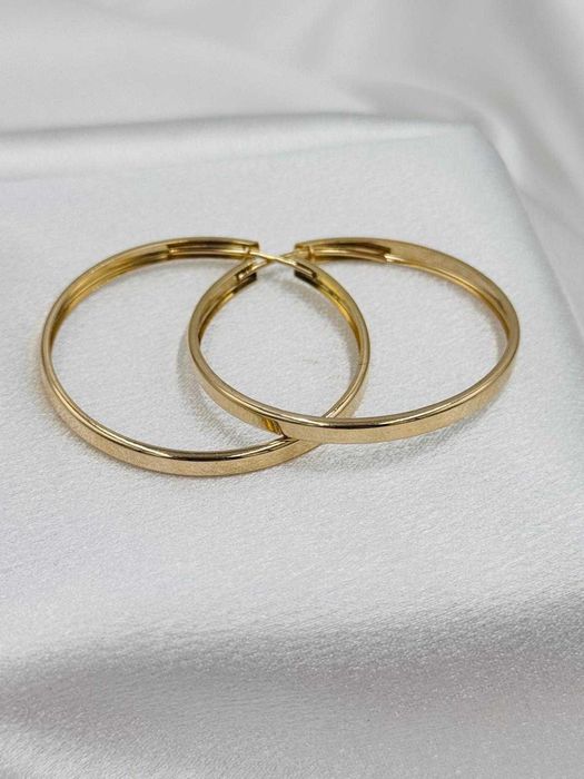 Złote Kolczyki Koła Nowe Złoto 585 14K Modne Eleganckie Klasyczne