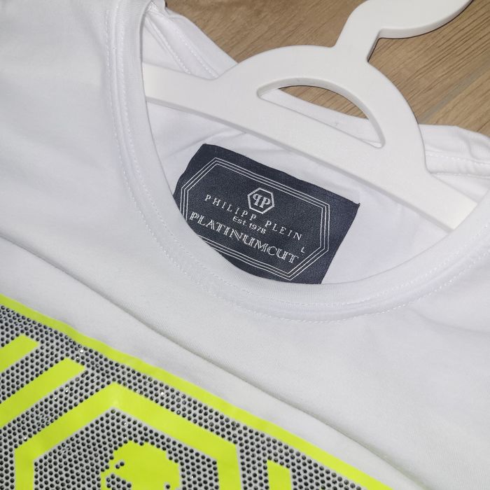 T shirt koszulka philip plein oryginalna L biała neonowa czaszka