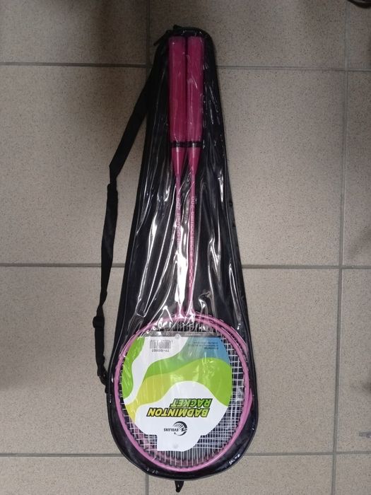 Rakietki Do Badmintona Zestaw 2 Rakiety Pokrowiec Różowe Komplet Sportowy