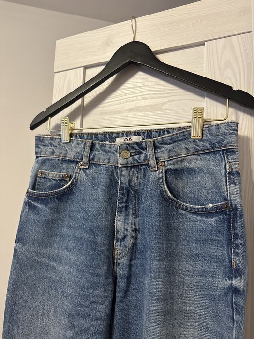 Jeansy zara spodnie niebieskie damskie straight proste