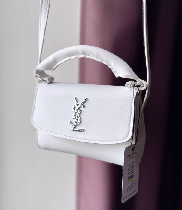 Сумочка Yves Saint Laurent YSL клатч сумка крос-боді біла чорна коричнева