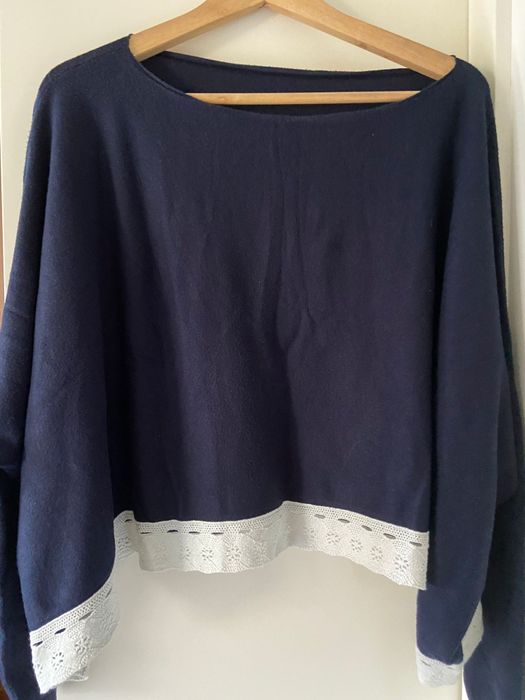 Camisola larga azul marinho