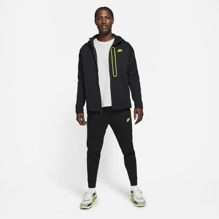 Спортивний костюм Nike tech fleece black and neon green