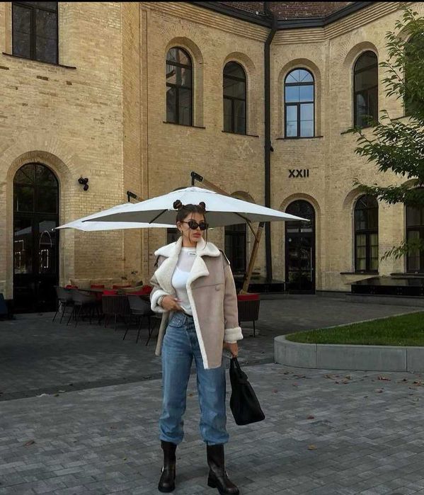 Ідеальна дублянка на зиму у кольорі нюд