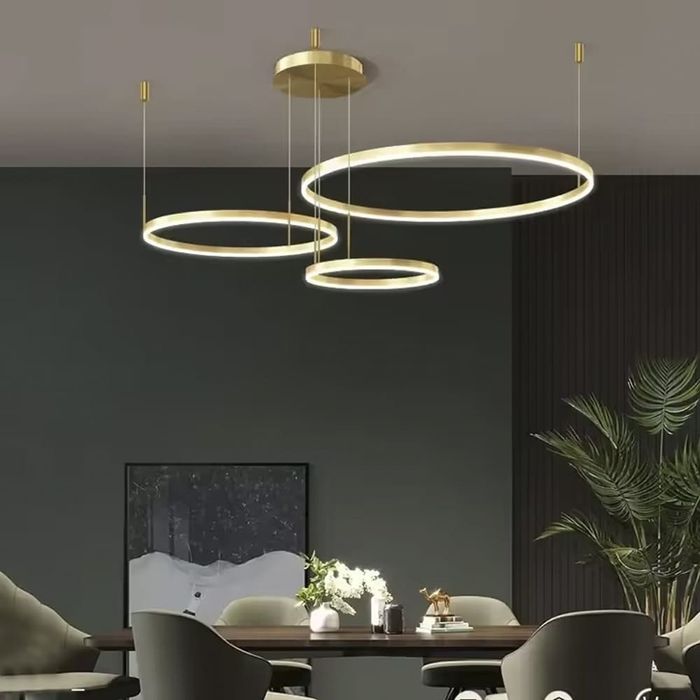 Підвісна люстра на 3 кільця,стильна люстра,світлодіодна люстра