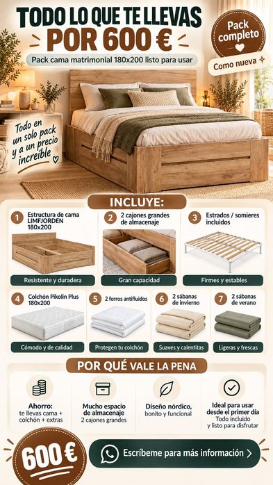 PACK CAMA DE CASAL 180x200! — 700 €