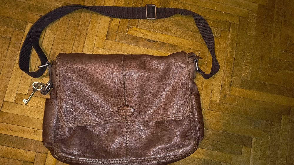 Fossil сумка чоловіча  коричнева шкіряна