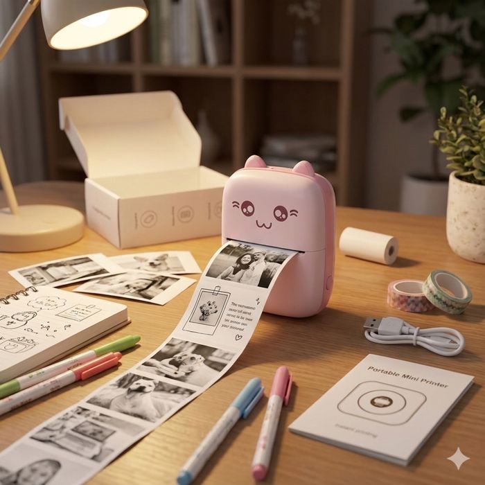 Міні термопринтер для телефону. Портативний фотопринтер з вушками