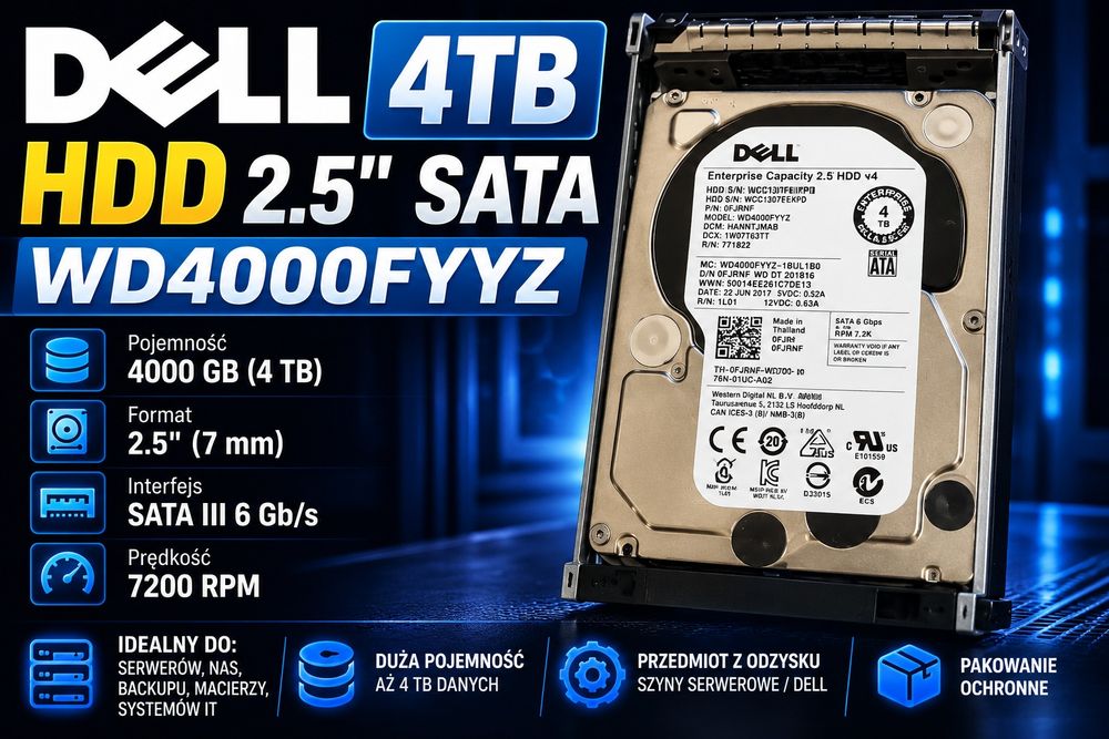 Dell 4TB WD4000FYYZ HDD 3,5" SATA III 7200 RPM Enterprise