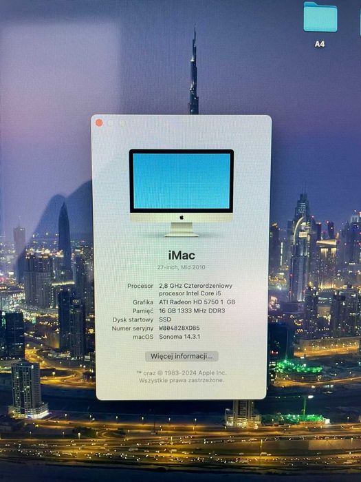 iMac 27 – Stan Bardzo Dobry 5+ | SSD256 + HDD 1000T
