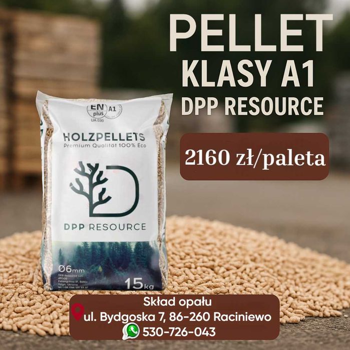 Pellet drzewny DIN EN PLUS A1  DPP Resource  33,20 zł/worek
